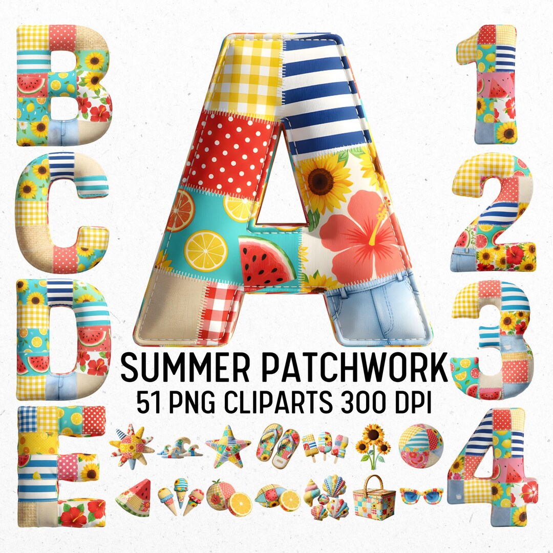 Summer Patchwork Quilt Alphabet PNG Clipart (digital Download) - Etsy