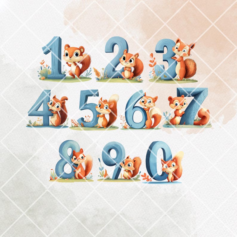 Squirrel Letters Cute Squirrel Alphabet Clipart, Woodland Animal Letters PNG, Watercolor ...