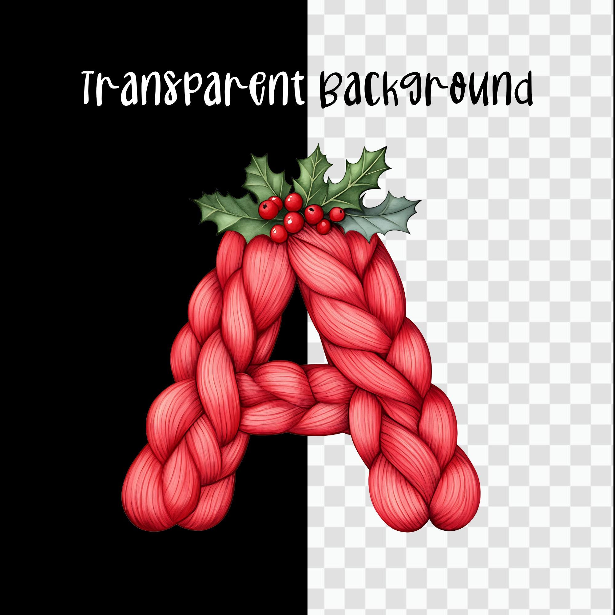 Red Braided Knit Alphabet Clipart, Christmas Sweater Letters (PNG ...