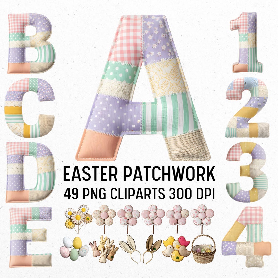 Easter Patchwork Quilt Alphabet PNG Clipart (digital Download) - Etsy