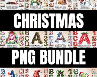 Christmas Alphabet Clipart Bundle | Festive Holiday PNG Letters ...