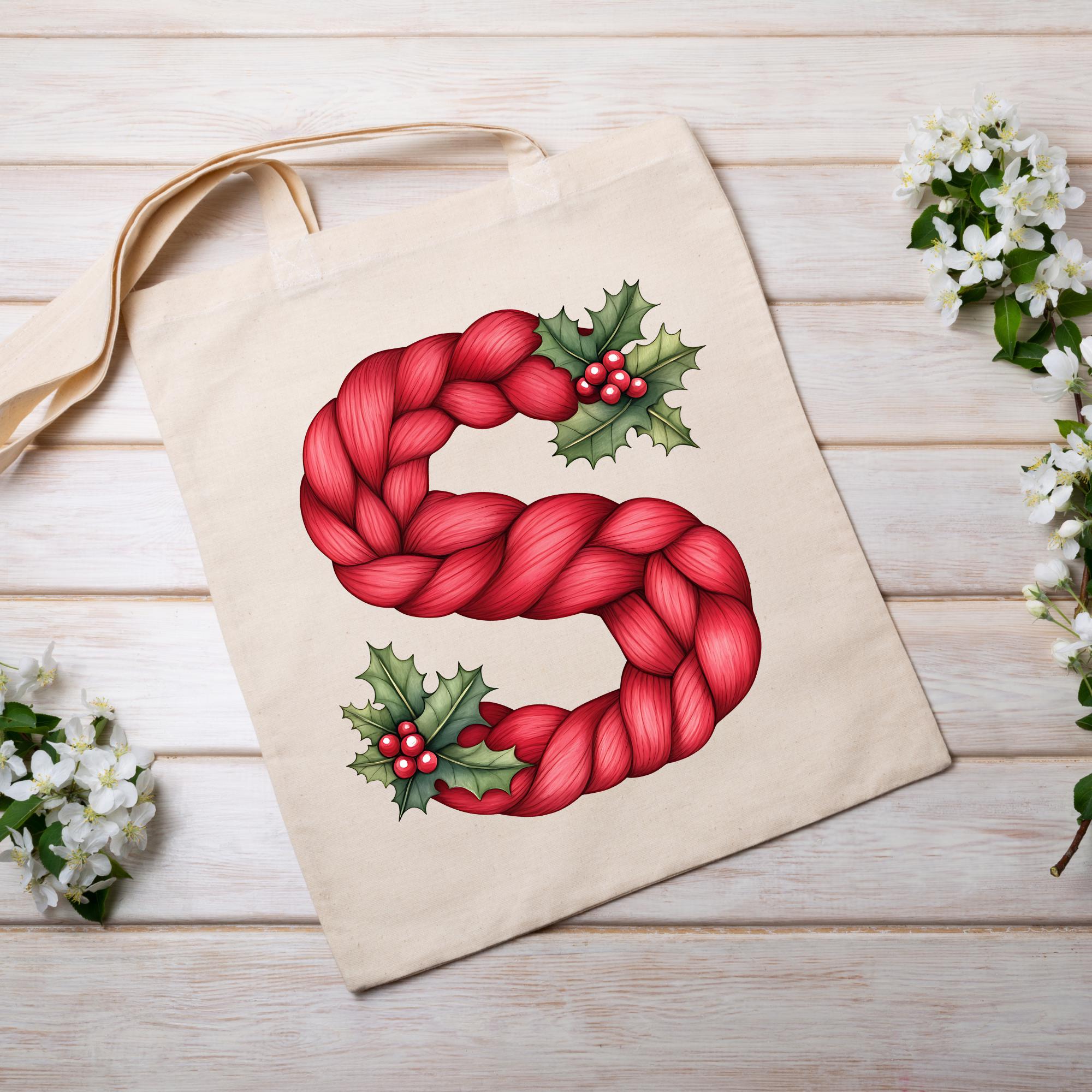 Red Braided Knit Alphabet Clipart, Christmas Sweater Letters (PNG ...