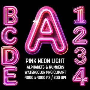 Pacchetto di clipart alfabeto neon rosa, disegni PNG di lettere neon, monogramma neon, scarabocchio neon, font per insegne neon, lettera per insegne neon, font LED