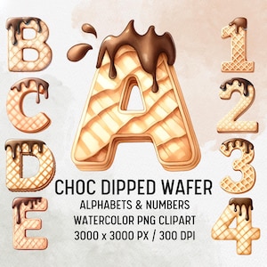 Chocolate Wafer Alphabet PNG Clipart: Dessert Font (Digital Download)