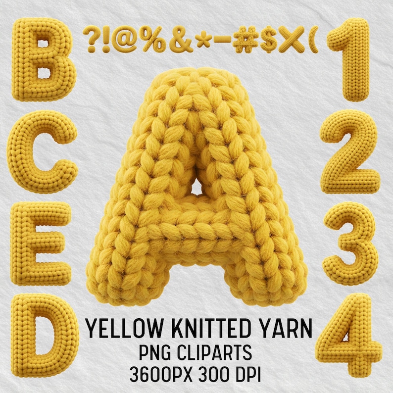 Yarn Letter R Yellow Knitted Yarn Alphabet Clipart PNG Letters Cozy Knitted Font for ...