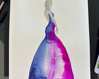 Ilustração de Moda - Arte Original em Aquarela