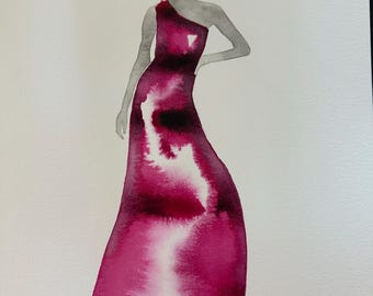 Ilustração de Moda - Arte Original em Aquarela