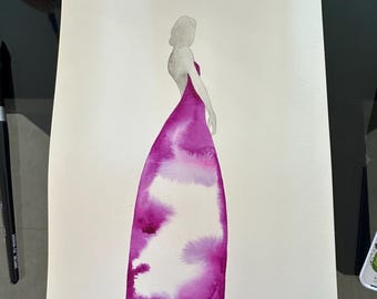 Ilustração de Moda - Arte Original em Aquarela