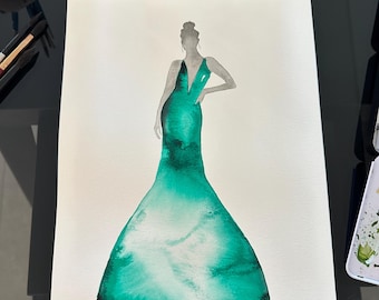 Ilustração de Moda - Arte Original em Aquarela
