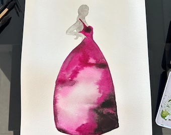 Ilustração de Moda - Arte Original em Aquarela