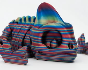 3D Printed Chameleon Skeleton Rainbow Articulated Toy Fidget Gift | Desk Pet and Bookshelf Decoration
