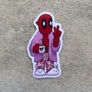 Superhero Deadpool Morning Coffee Sticker