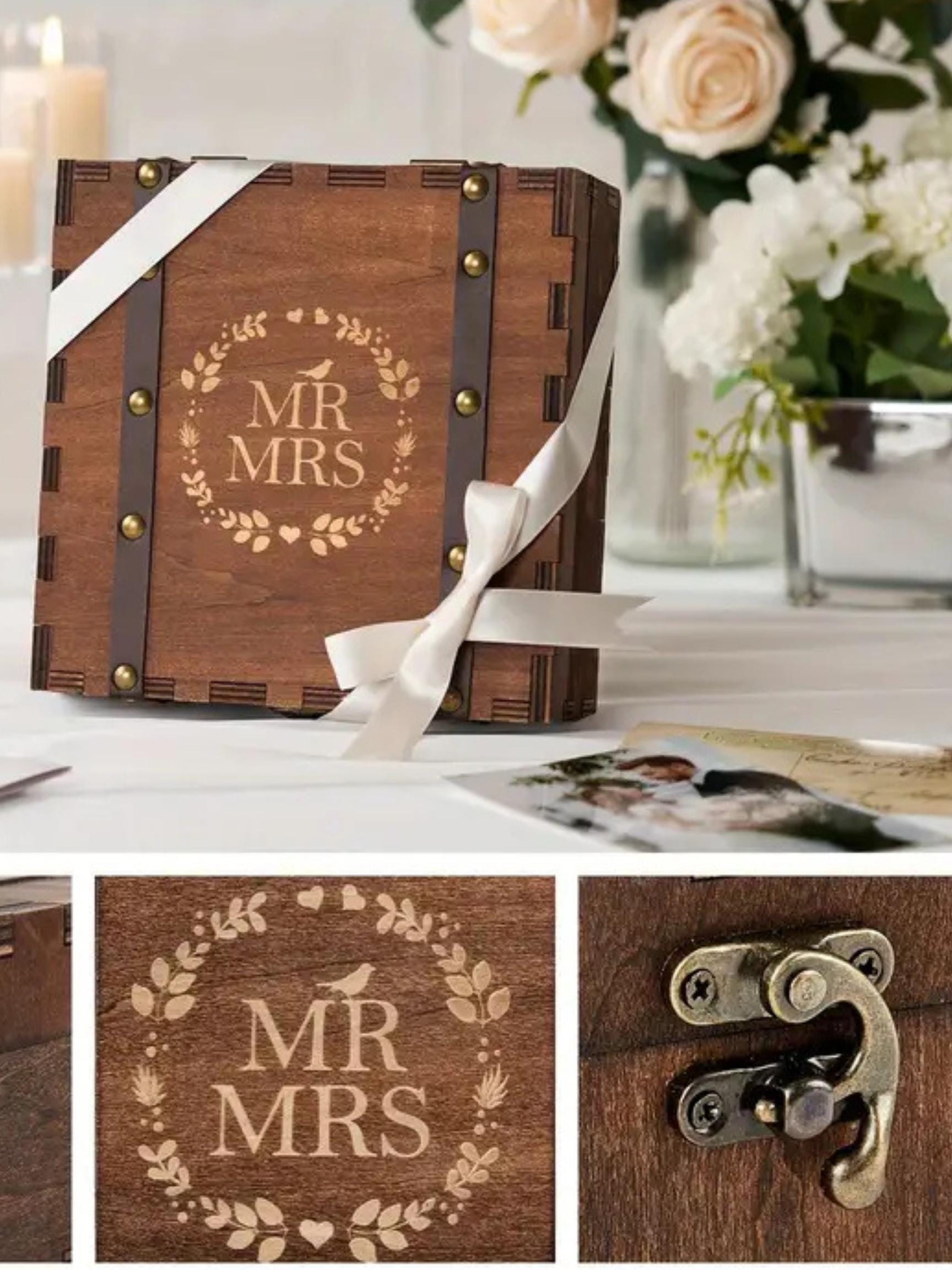 AW BRIDAL Wedding Keepsake Box - Mr & Mrs Memory Storage Box With Lid