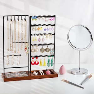 Jewelry Organizer Stand for Girls, Metal Jewelry Holder For Necklaces, Free Standing Earring Holder, Ring Organizer Holder Gift