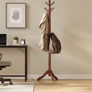 Handmade Adjustable Wood Standing Coat Rack With 10  Hooks | Hat Rack | Garment Rack | Clothing Rack | Cap Rack | Modern Coat Rack