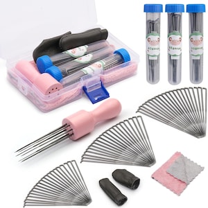 63PCS Needle Felting Kit, Needle Felting Tools, Wool Needle Felting Supplies with Needles Felting Needles, Wooden Handle, DIY Felting Wool