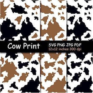 Cow Print Svg Bundle, Cow Print Digital Papers, Cow Digital Print in Svg, Pdf, Png, Jpg Format, Cow Seamless Pattern, Cow Spot, Cow Texture
