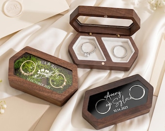 Boîte à alliances, porte bague de fiançailles, porte-alliances unique pour couple, cadeau d'anniversaire personnalisé, boîte à alliances pour elle, proposition