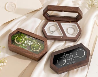 Wedding Ring Box, Engagement Ring Holder, Unique Ring Bearer for Couple, Personalized Anniversary Gift, Married Ring Box for Her, Proposal