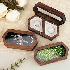 Trouwringdoos, verlovingsringhouder, unieke ringdrager voor stel, gepersonaliseerd jubileumcadeau, trouwringdoos voor haar, voorstel
