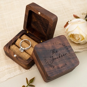 Boîte à bagues en bois personnalisée, Boîte à bagues 2 emplacements, Boîte à alliances pour cérémonie, Porte-alliances, Porte-bague pour proposition de fiançailles, Cadeau d'anniversaire