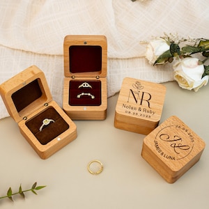 Engagement Ring Box, Personalized Wooden Wedding Ring Box, 1-2 Slots Ring Holder, Married Gift For Couple, Anniversary Gift, Proposal Gift