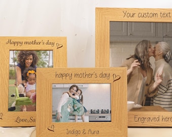 Custom Wood Photo Frame, Engraved Any Text Picture Frame, Bespoke Engraved Frame, Personalized Home Decor Any Occasion, Mothers Day Gift
