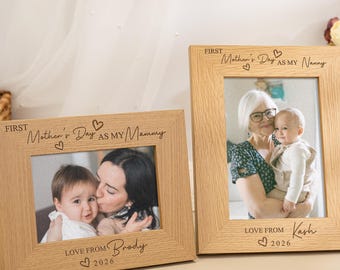 Marco de fotos para el primer día de la madre, regalo personalizado para el primer día de la madre como recuerdo de mi abuela, marco de madera para abuela primeriza.