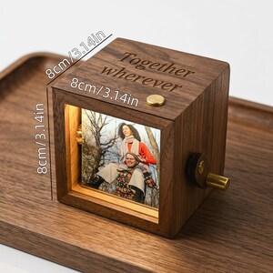 Personalized Photo Flipbook Animation Box, Wooden Memory Photo Book with Light, Crank Photobox Picture Box, Anniversary Gift for Couple image 6