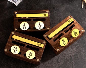 Conjunto de gemelos y pinza de corbata para padrinos de boda, conjunto de gemelos y pinza de corbata personalizados, gemelos grabados para padrinos de boda, propuesta de padrino de boda, regalo para el padre