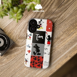 Custodia per telefono personalizzata di Topolino / Custodia resistente e carina per bambini / Regalo di Topolino / Cover rossa di Topolino / Custodia personalizzata con nome di Topolino / iPhone / Galaxy
