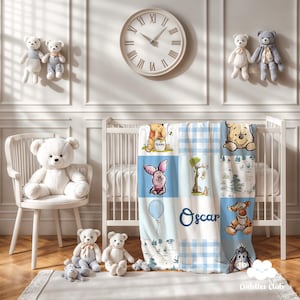 Personalized Pooh Fleece Blanket - Pooh Nursery Decor