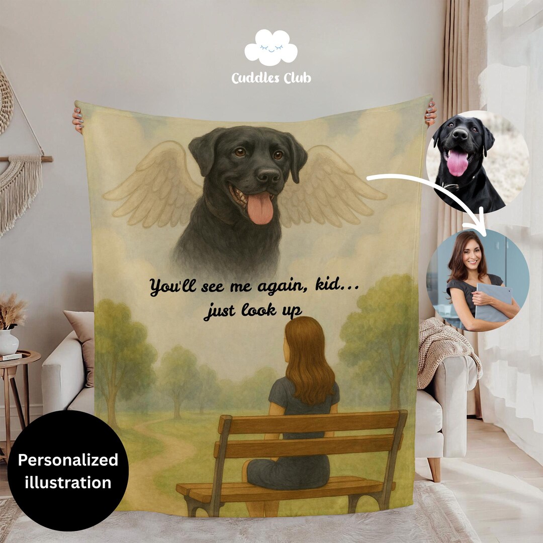 Personalized Pet Memorial Soft Blanket | Custom Pet Portrait | Dog ...