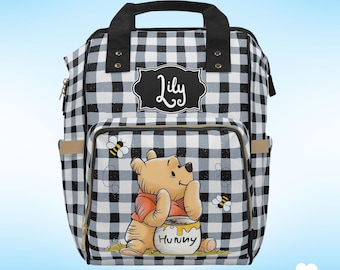 Personalized Pooh Diaper Backpack - Nursery Bag