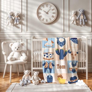 Cobertor de Cowboy para Bebê Personalizado - Decoração de Berçário Western
