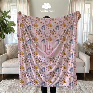 Personalized Pooh Fleece Blanket - Pooh Nursery Decor