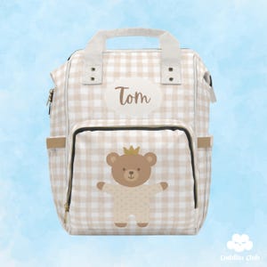 Personalized Teddy Bear Nursery Decor Diaper Bag | Diaper Backpack | Gender Neutral | Baby Shower Gift Idea | Custom Baby Name | Bear Theme