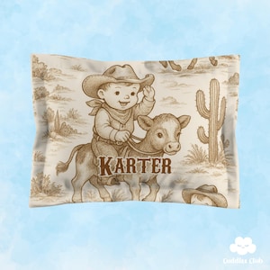 Personalized Cowboy Baby Pillowcase - Western Nursery Decor