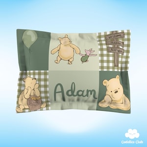 Personalized The Pooh Pillow Case | The Pooh Nursery | Baby Shower | Pooh Gift | Sage Pooh | Kids Room | Sage Bedding | Gift | Room Decor