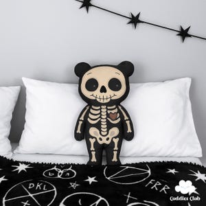 Gothic Teddy Bear Halloween Pillow - Spooky Nursery Decor
