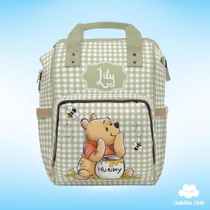 Personalized The Pooh Diaper Backpack | The Pooh Diaper Bag | The Pooh Nursery | Winnie The Pooh Gift | Pooh Bag | Sage Bag | Sage Nursery
