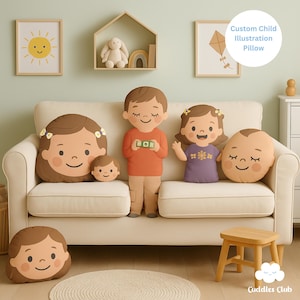 Custom Child Illustration Pillow - Personalized Nursery Decor