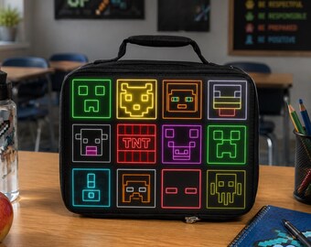 インナーマスク◇オーダーページ◇　マイクラ Child's Thermos Minecraft Soft Lunch Box. Zipper Around Pixelated