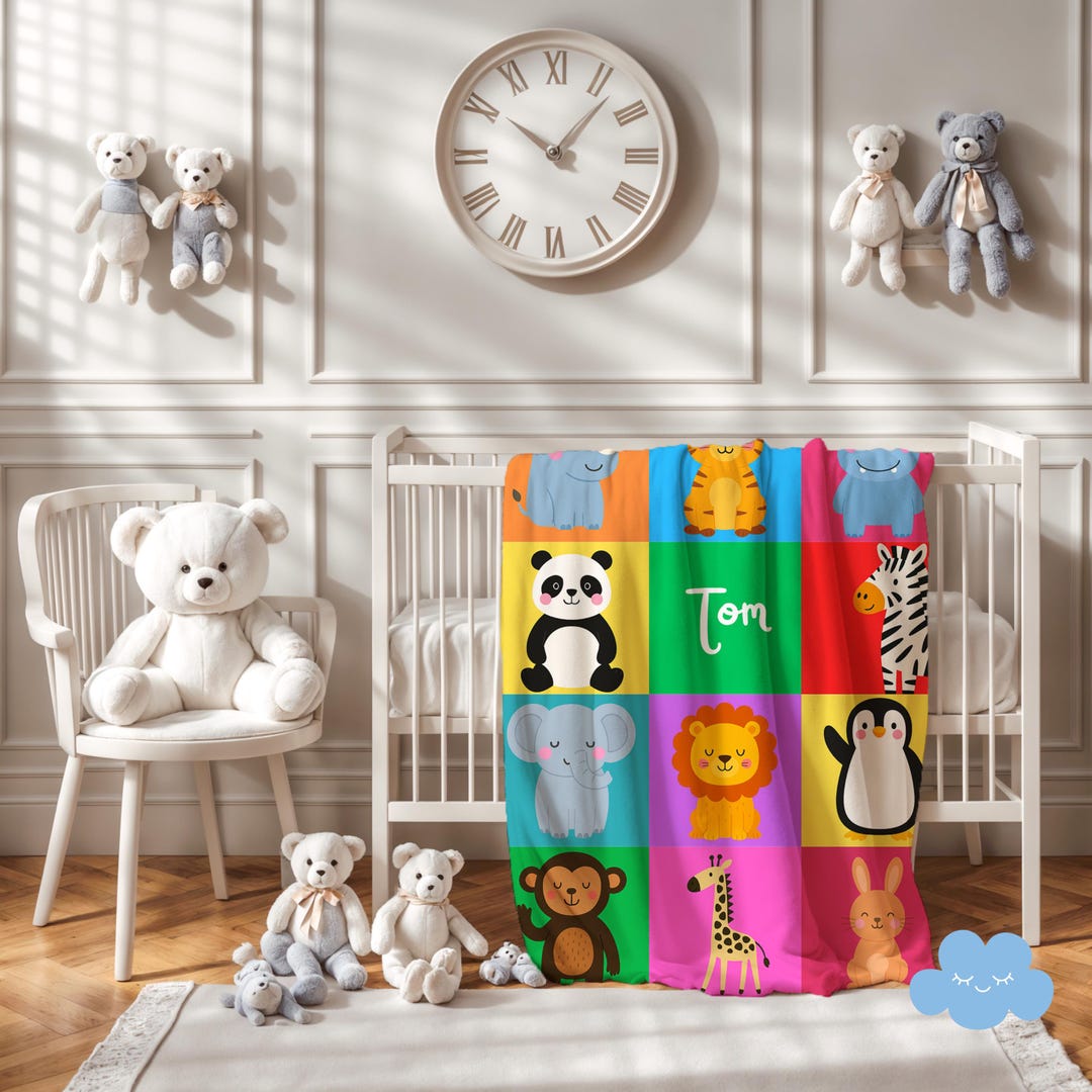 Personalized Safari Animals Baby Blanket, Jungle Nursery Decor - Etsy