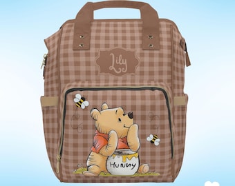 Personalized Pooh Diaper Backpack - Classic Nursery Bag