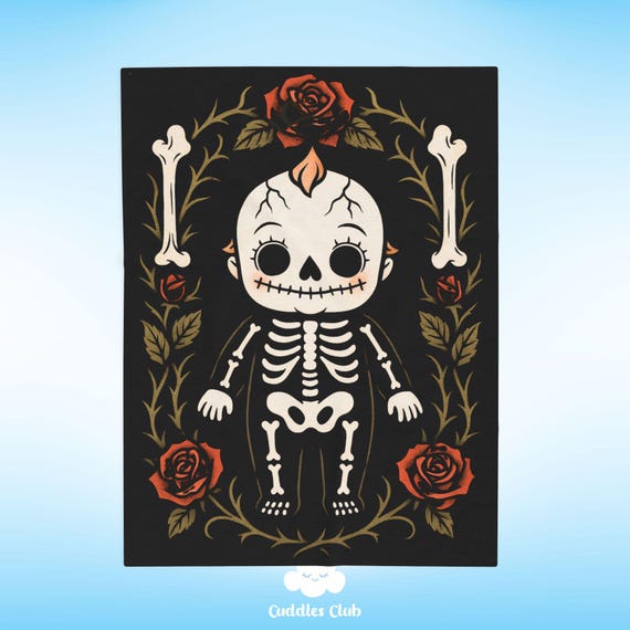 Goth Kewpie Skeleton Baby Blanket - Spooky Decor - Etsy