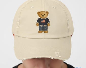 Preppy Bear Baseball Cap, American Teddy Bear Hat