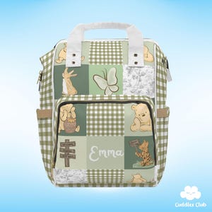 Personalized Pooh Diaper Backpack | Pooh Bear Diaper Bag | Pooh Nursery | Pooh Gift | Sage Bag | Sage Nursery | Baby Hospital Gift