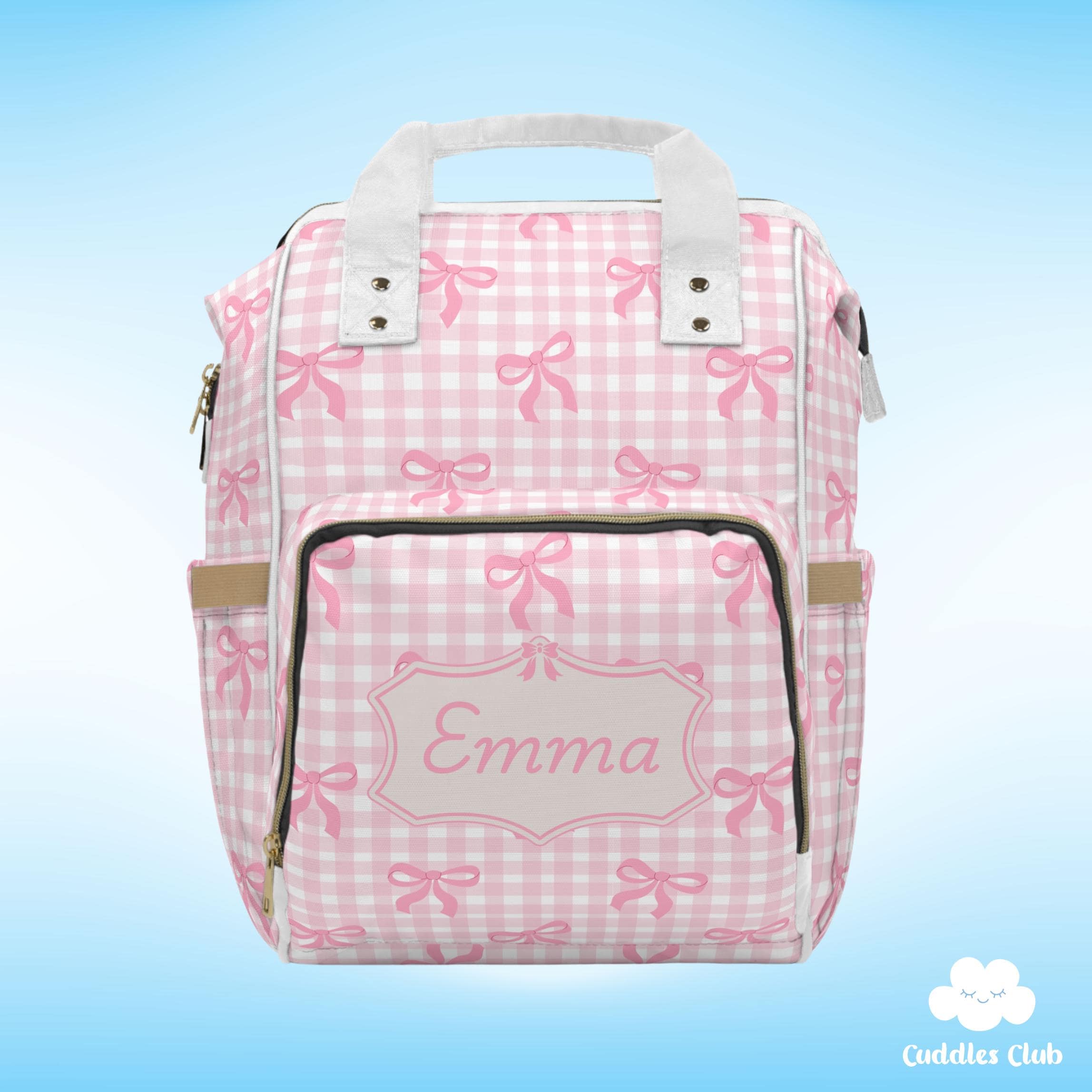 Personalized Pink Gingham Diaper Backpack - Coquette Bow Baby Bag - Etsy Personalized Pink Gingham Diaper Backpack - Coquette Bow Baby Bag - Etsy