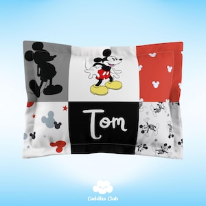 Federa per cuscino di Topolino personalizzata / Asilo nido di Topolino / Baby shower di Topolino / Regalo di Topolino / Federa per cuscino di Topolino rossa / Regalo personalizzato con nome per bambini